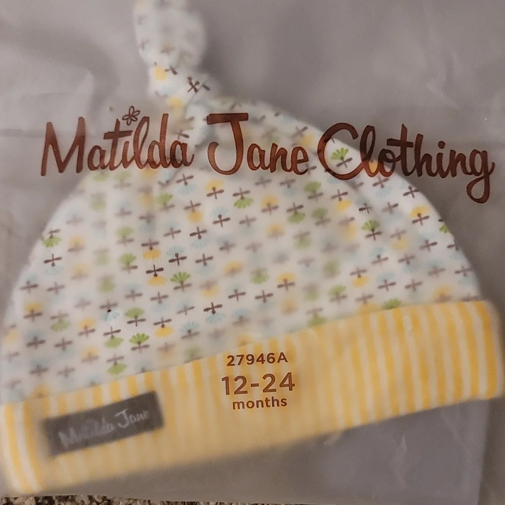 MATILDA JANE CLOTHING KNIT PRINTED BABY HAT: NWT: SZ 12-24 MTH